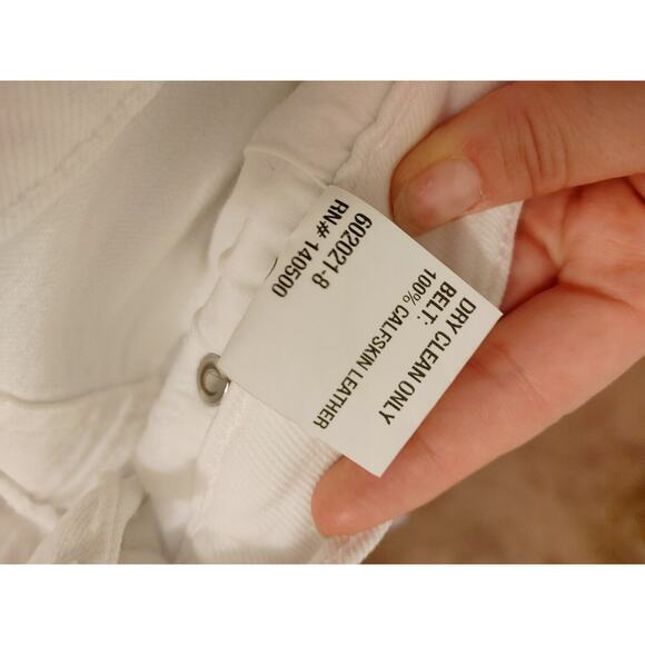 RtA Dexter Belted Boyfriend Straight Jeans White Black Leather $325 XS - Picture 8 of 12